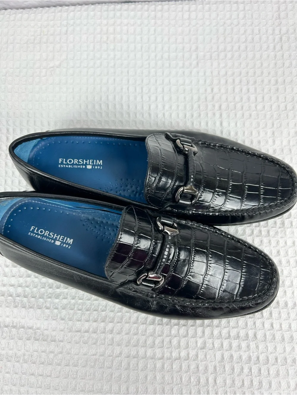 Florsheim Imperial Black Croc Embossed Horsebit Loafers Men’s 9 D Leather